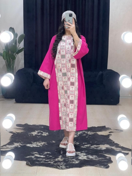 مانتو پیراهنی وسط طرحدار کد 823