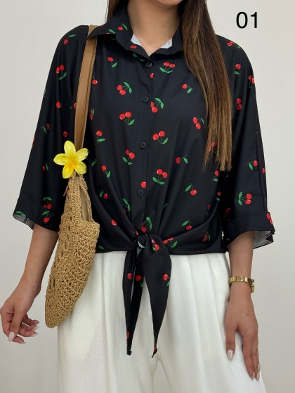 شومیز جلو گره ای گیلاس کد 12625