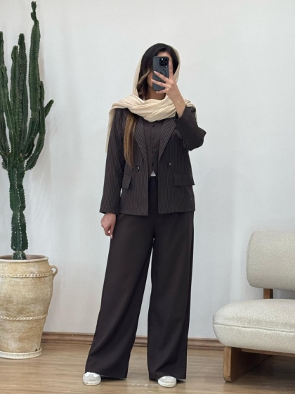 ست سه تیکه کت و ژیله و شلوار بزیاق کد 12341