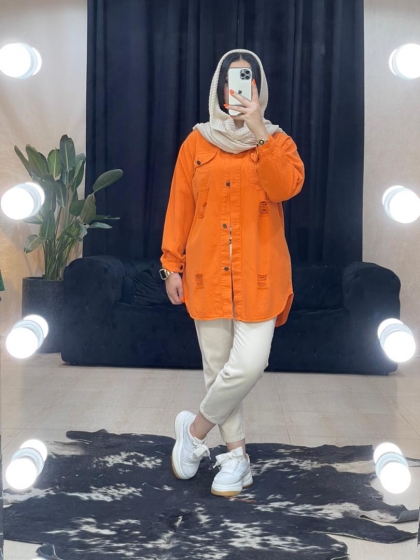 شومیز مانتو‌کتان زاپدار کد11126