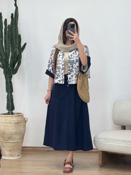 کت و دامن پرگل کد 12417