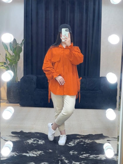 شومیز مانتویی آستین عروسکی کد 1162