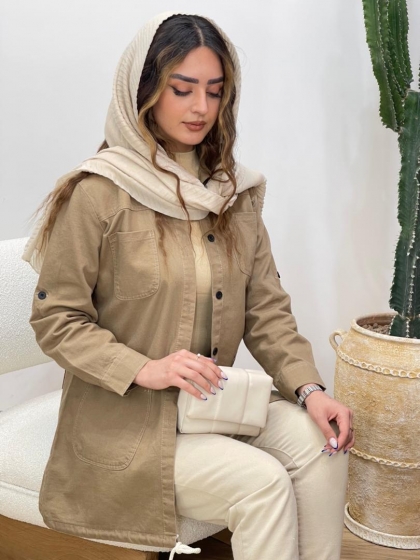 مانتو کتان دو جیب کد 11793