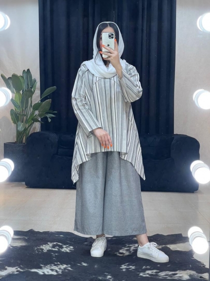 ست تونیک و شلوار راه راه کد11143