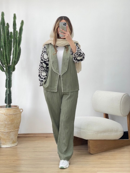 کت و شلوار آستین خامه دوزی کد 11713