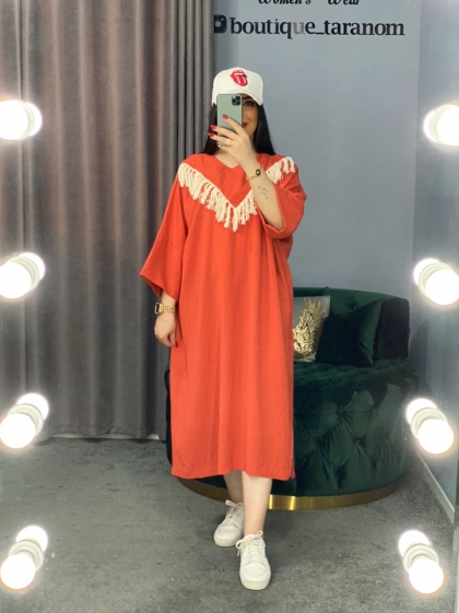 مانتو پیراهنی یقه ریش کد 418