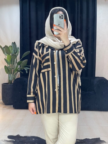 شومیز مانتویی راه راه پروشیک کد 11165