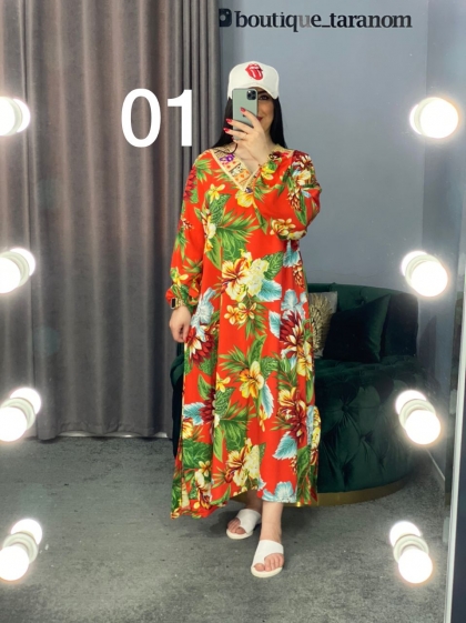 مانتو پیراهنی طرحدار یقه سنتی کد 417