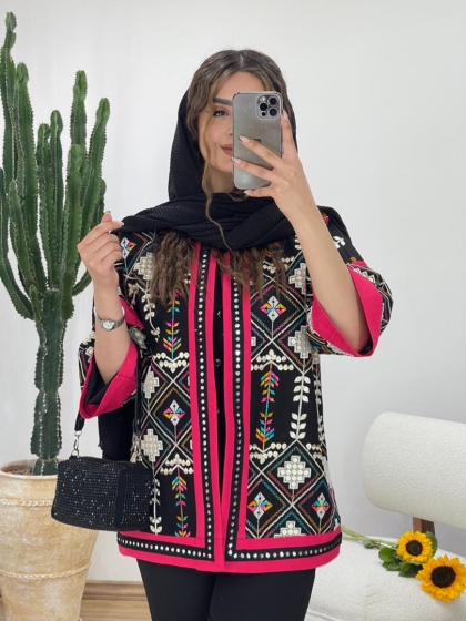 مانتو سوزن دوزی ترکیبی کد 11469