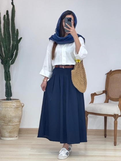 دامن همراه کمربند چرم  کد 12733