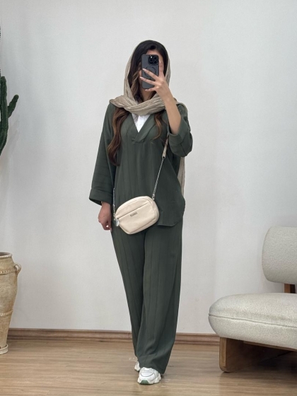 ست سیلک یقه مردونه کد 12385