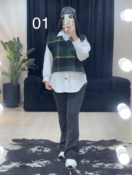 مانتو چارخونه پشمی دو‌پی اس کد 11216