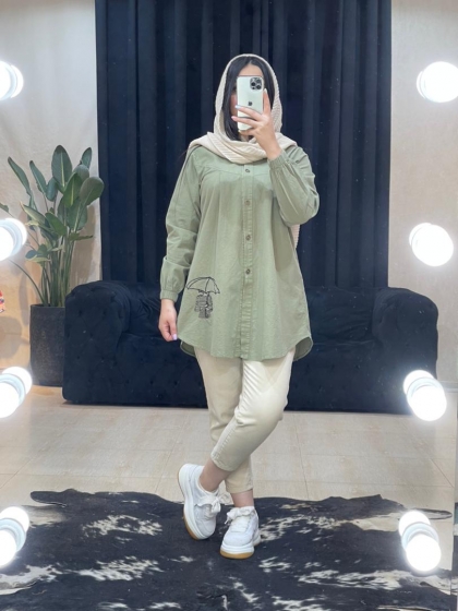 مانتو لینن گلدوزی شده چتر کد 1135