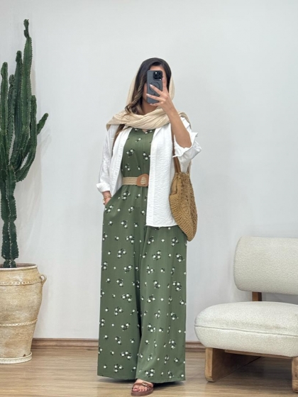 اوورال گلدار همراه کمربند نگیییین کد 12317