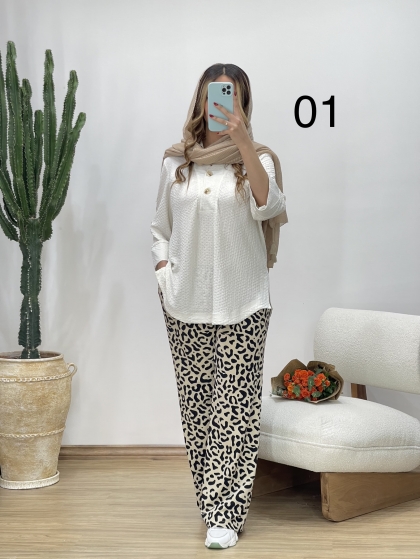 ست تونیک و شلوار پلنگی کد 11838