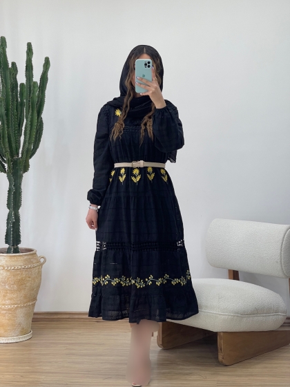 پیراهن خامه دوزی آستردار کد 11768