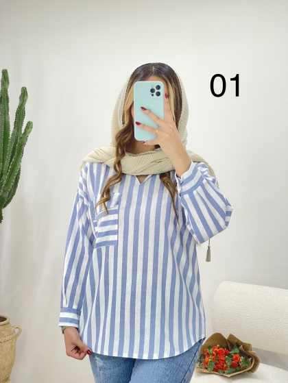 تونیک مانتویی راه راه کد 11844