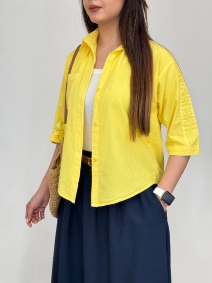 شومیز لینن آستین پلیسه کد 12738