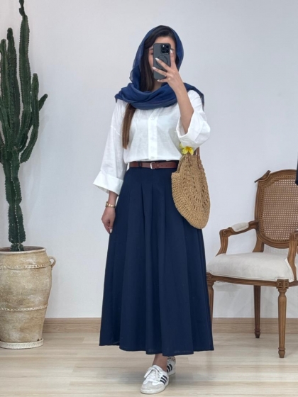 دامن همراه کمربند چرم کد 12702