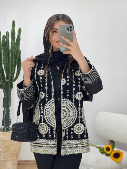 مانتو سوزن دوزی خورشیدی کد11463