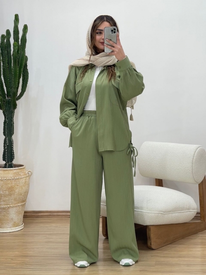 ست شومیز و شلوار بغل گره ای کد 11482