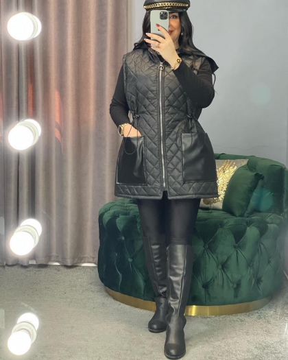 پافر لوزی دوزی جیب چرم کد 683