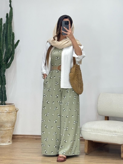 اوورال گلدار همراه کمربند نگیییین کد 12344