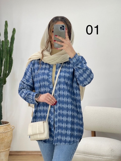 مانتو‌ جین طرحدار کد 11695