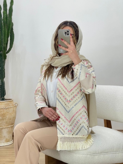 کت مزونی سوزن دوزی پایین ریش کد 11485