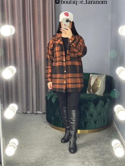 شکت چهارخونه  کلاه دار کد 571