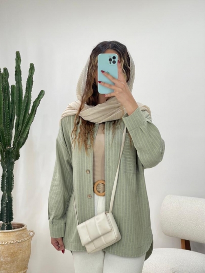 شومیز مانتویی راه راه کد 11986