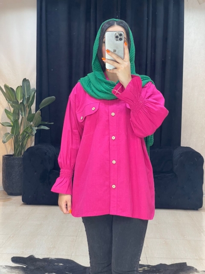 شومیز مانتویی آستین عروسکی کد 11134