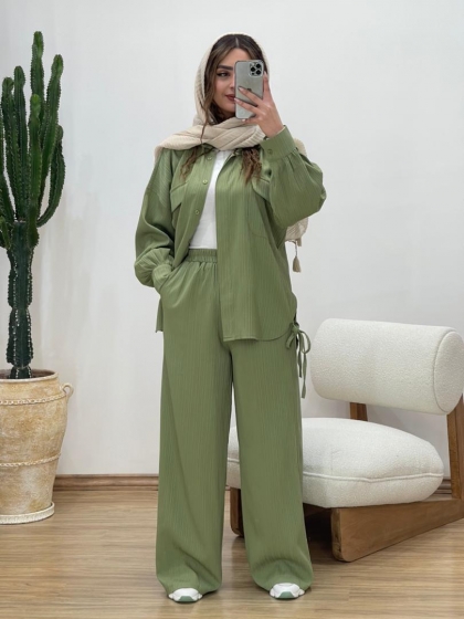 ست شومیز و شلوار بغل گره ای  کد 11894