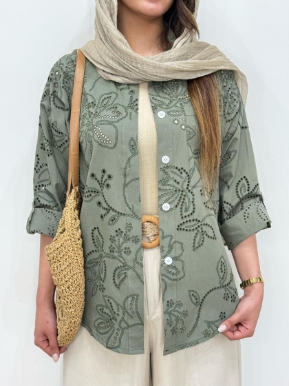 شومیز خامه دوزی ترک کد 12429