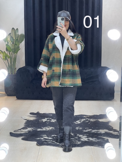 پالتو چارخونه یقه خز کد 686