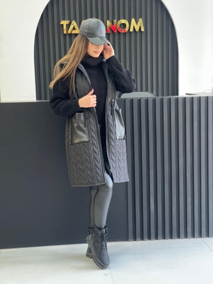 پافر لوزی دوزی جیب چرم کد 11280