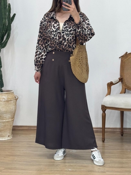 دامن شلواری لینن ترک کد 12516