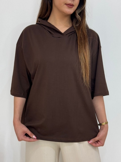 تیشرت باکسی کلاه دار کد 12566