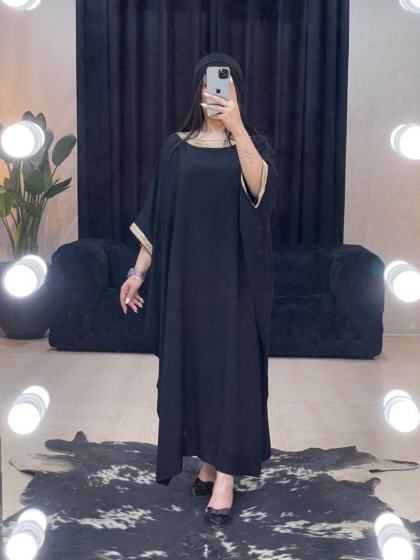 مانتو پیراهنی نوار طلایی کد 953