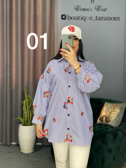 مانتو راه راه گلدوزی کد 305