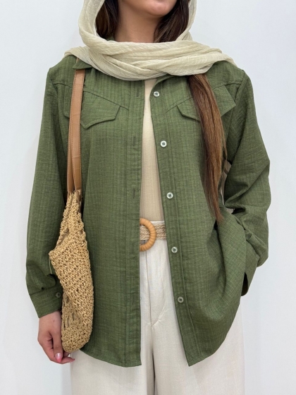 شومیز دو جیب ماهی کد 12508